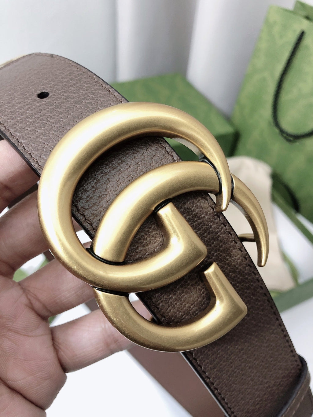 GG BELT 40MM GOLD BUCKLE BEIGE CANVAS
