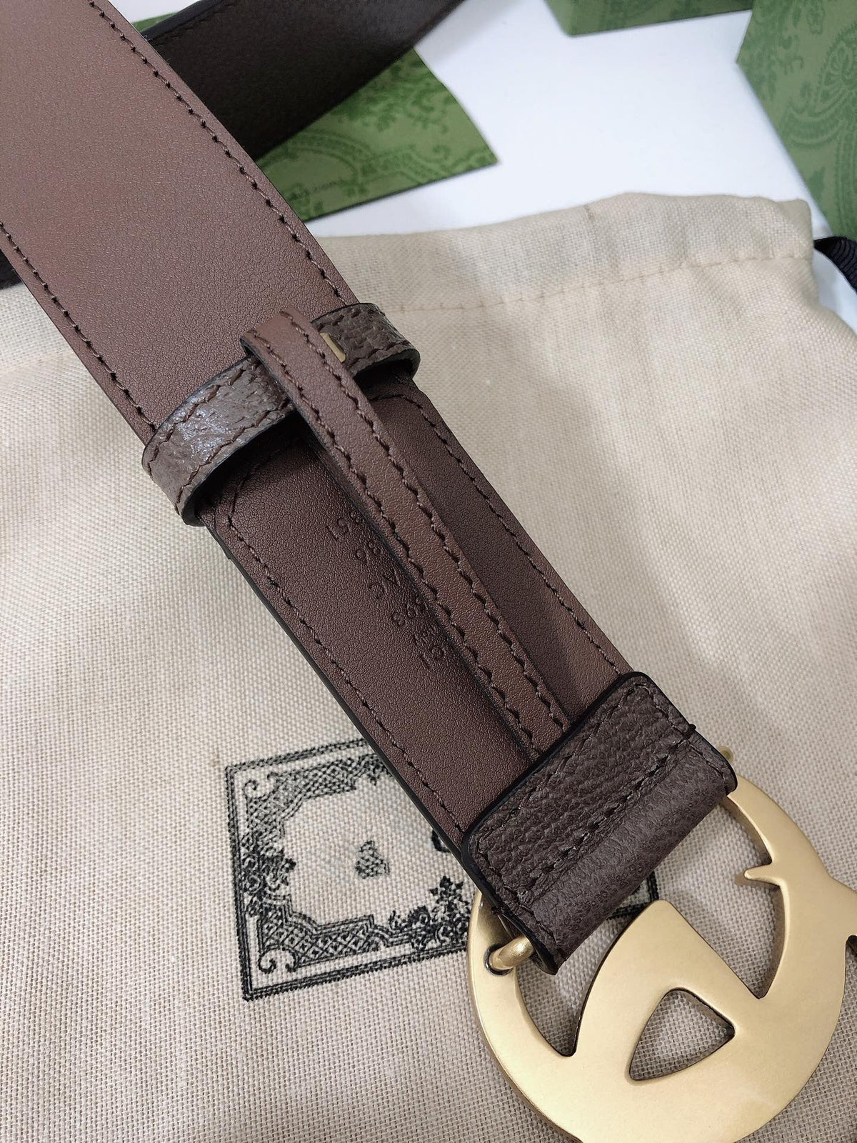 GG BELT 40MM GOLD BUCKLE BEIGE CANVAS
