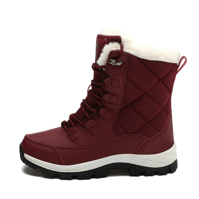 Women's Plus-Size Snow Boots for Outdoor Travel—Thick-Soled, High-Top, Fleece-Lined, Padded Cotton Mid-Calf Boots